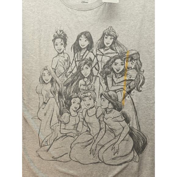 Disney Princess Shirt Women Small Gray Art Drawing Graphic Tee Short Sleeve 5962 - Picture 2 of 7
